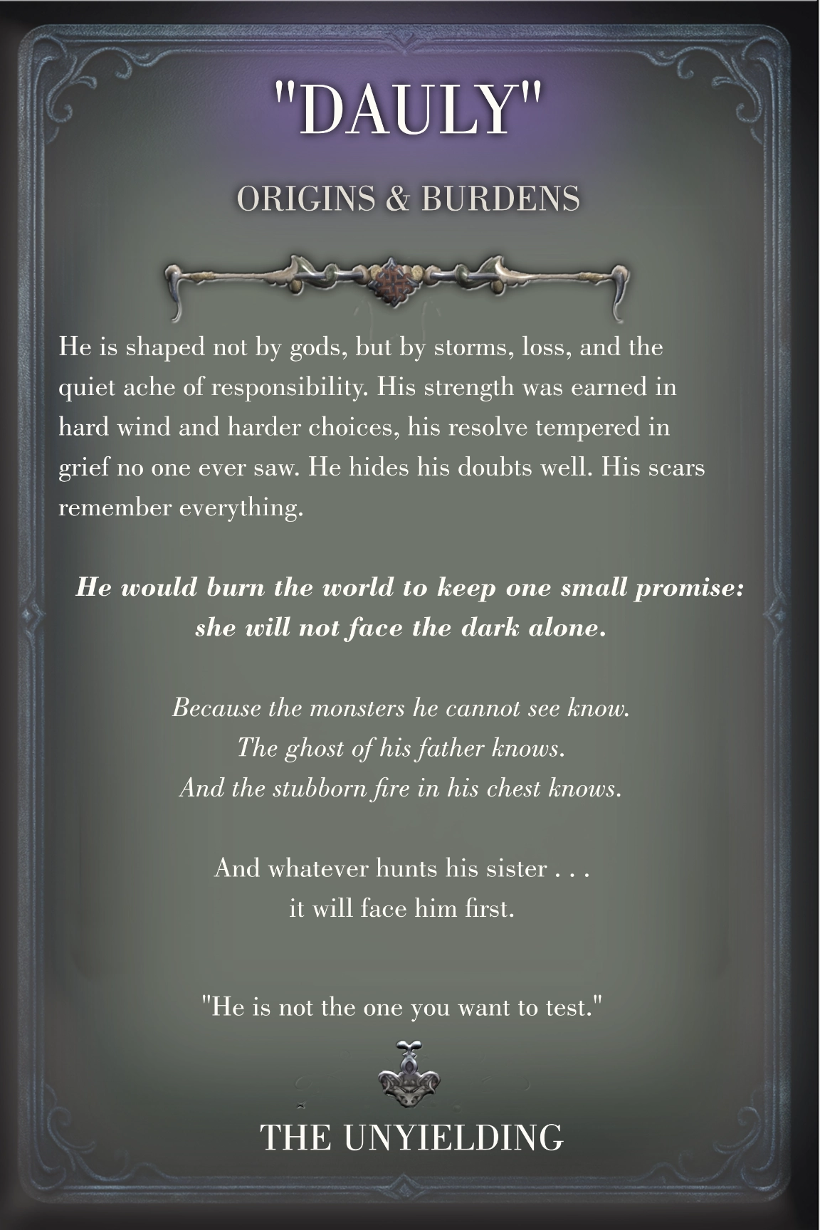 Daulton Batten character card back