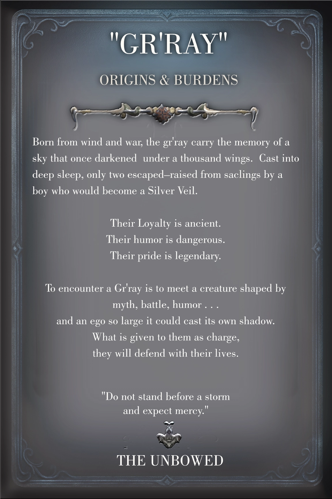 The Gr'ray character card back