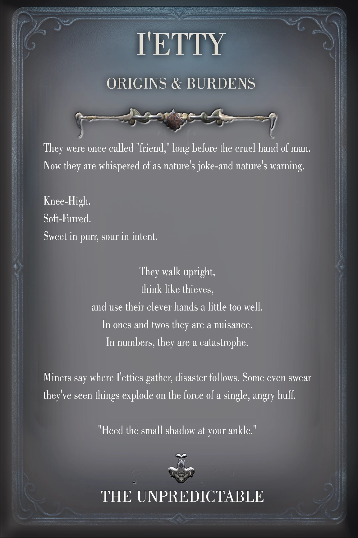 I'etty character card back