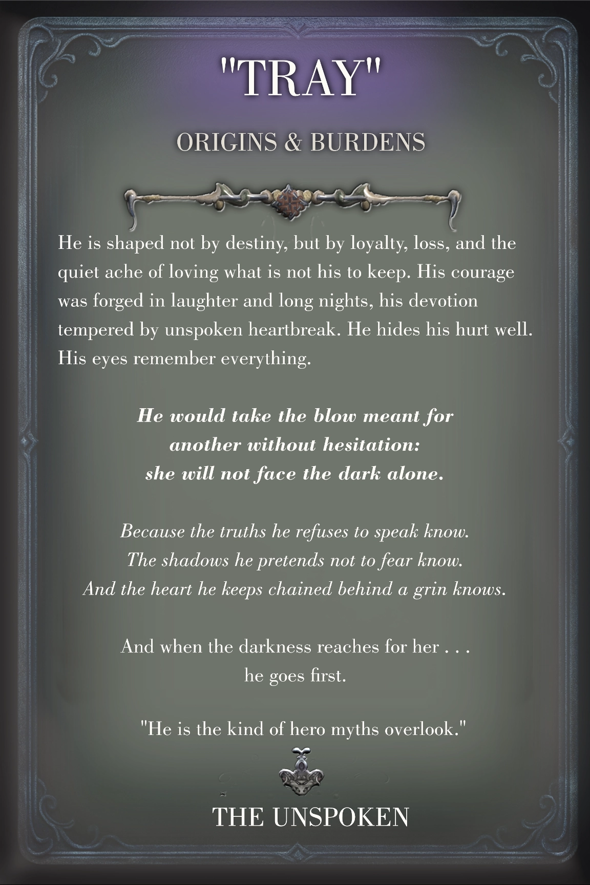 Trayden Biggs character card back