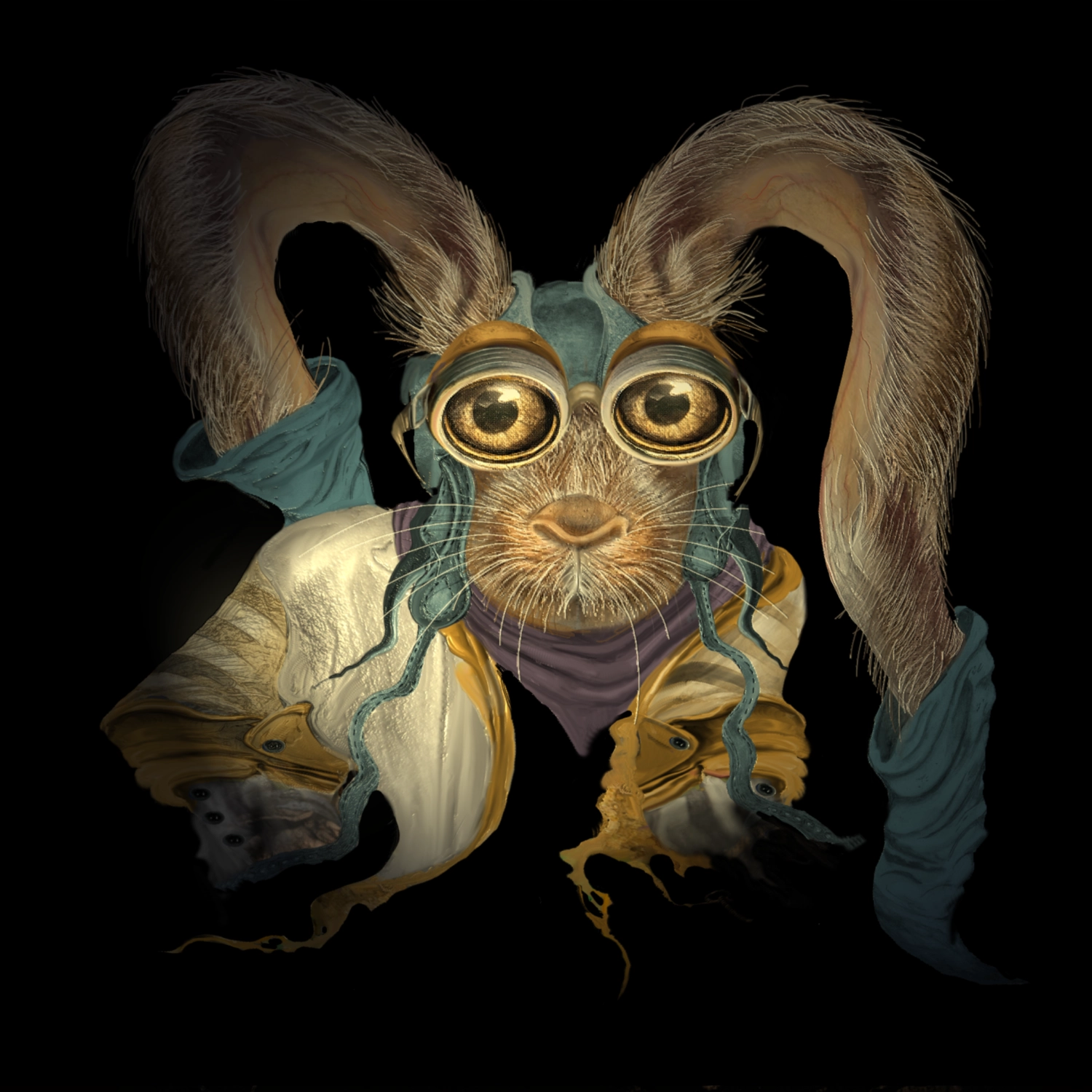 Racing Rabbit character study, the inbetween of graphite and digital - fantasy art by HB Wallen